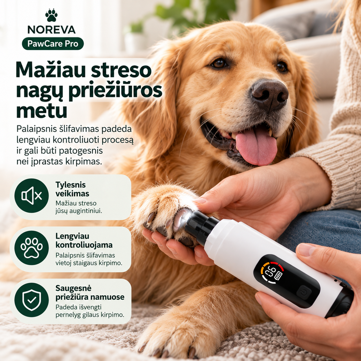 NOREVA PawCare Pro – elektrinis nagų šlifuoklis augintiniams