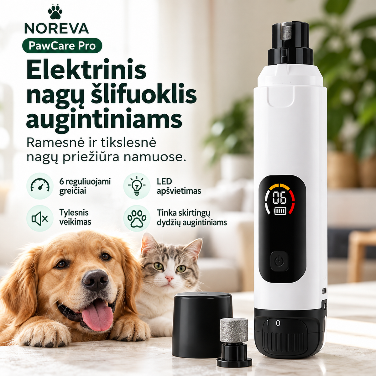 NOREVA PawCare Pro – elektrinis nagų šlifuoklis augintiniams
